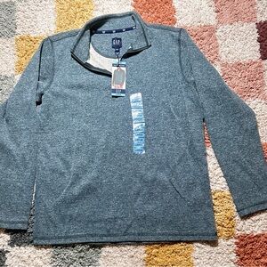 NWT Gap Men's 1/4 Zip Fleece Pullover - Heather Green - Size Large